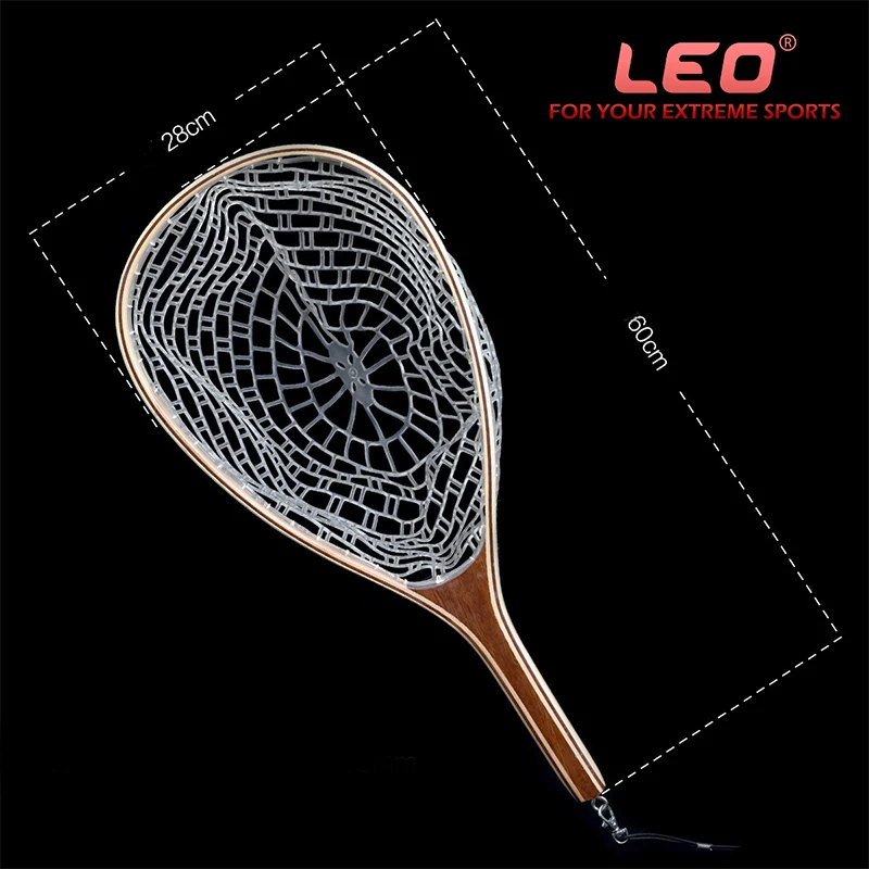 Рыболовная сеть LEO с деревянной ручкой рыболовное снаряжение для ловли нахлыстом