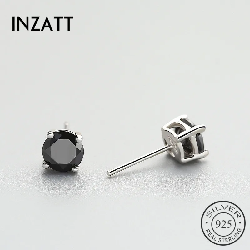 INZATT классические Настоящее серебро 925 проба черный циркон трендовые серьги