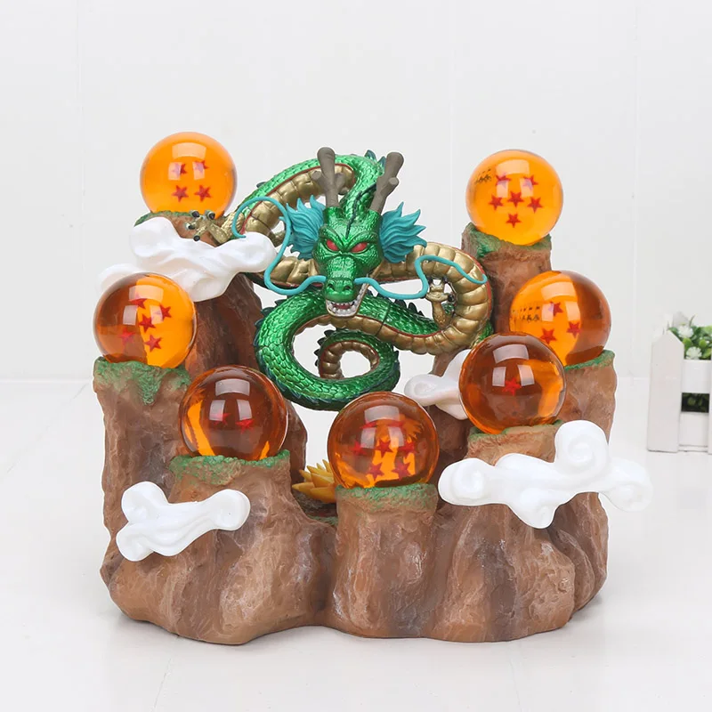 metallic 4cm ball 15 см Dragon Ball Z фигурка Сон Гоку шенлонг шенрон горный фон ПВХ фигурка модель игрушки - Цвет: metallic 4cm ball
