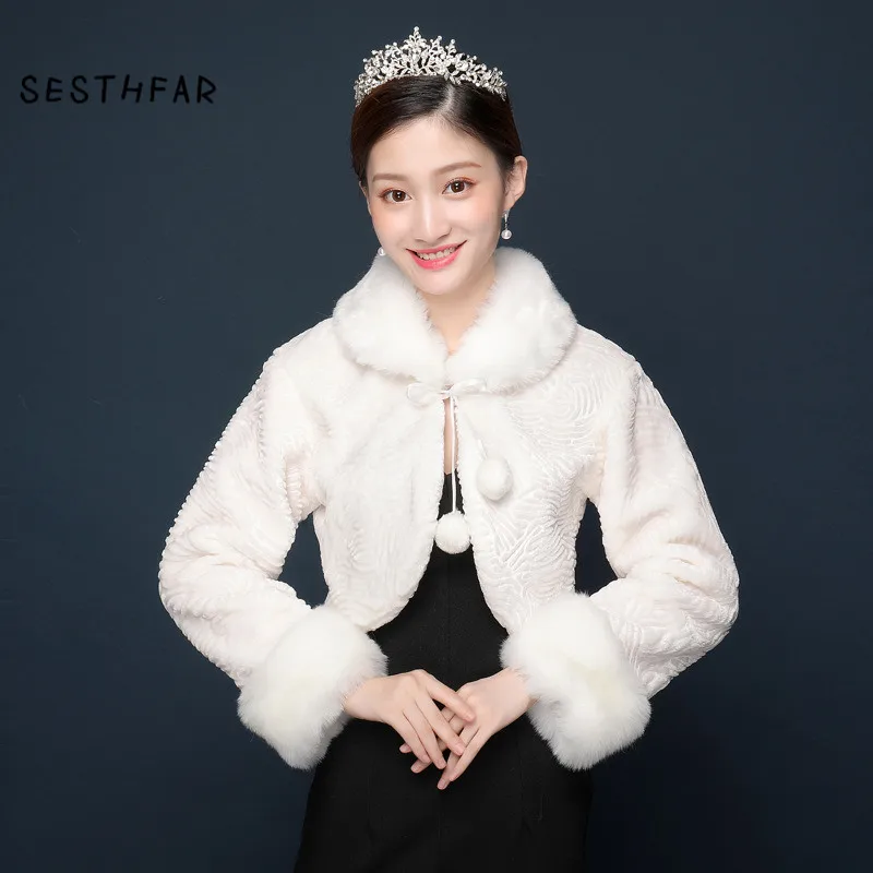 

Faux Fur Cape Cloak Winter bridal dress's Coat Wedding Shawl and Cape for Tippet Bolero wedding Jacket