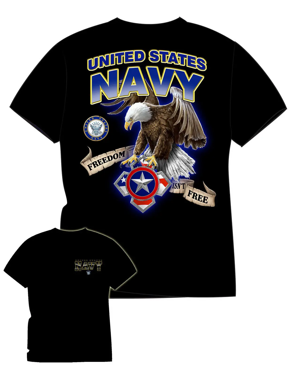 Футболка FREEDOM ISN'T FREE AIR FORCE темно синего цвета морской флот армейский 100%