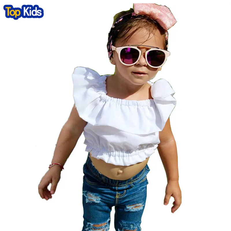 Комплект летней одежды для маленьких девочек 2 шт. укороченные топы майка