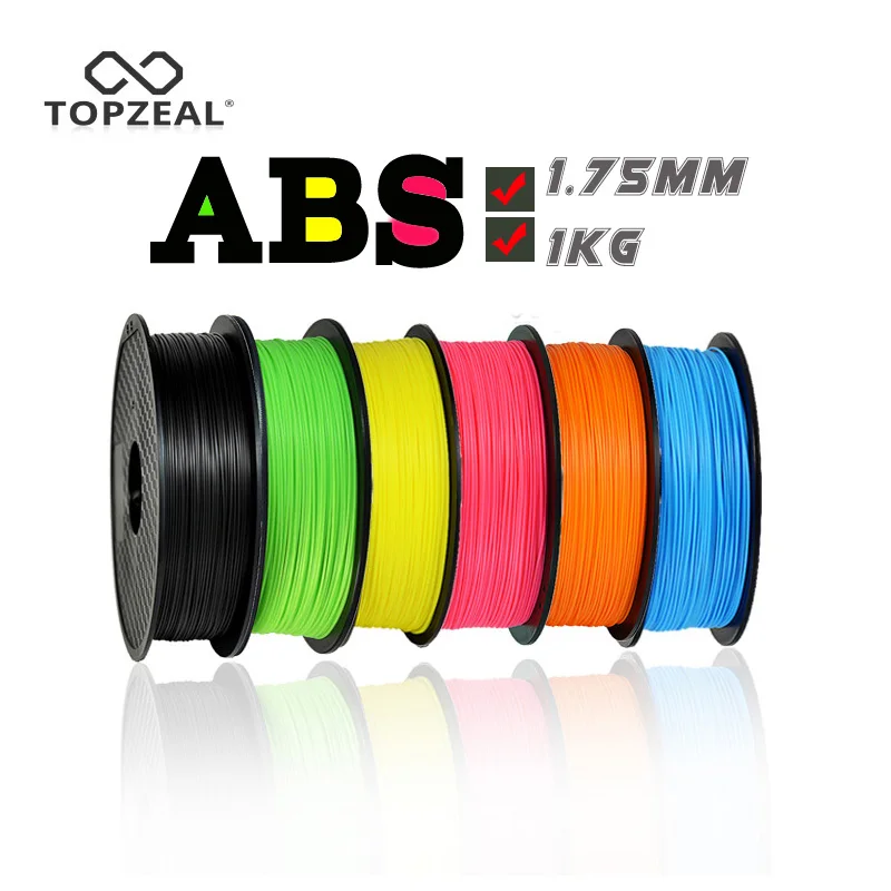 TOPZEAL 3D-принтеры ABS нити 1,75 мм возможна погрешность+/-0,02 мм 1 кг 343 м 2.2LBS 3d печать Материал Пластик для RepRap