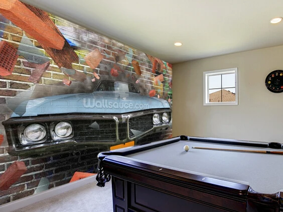 Пользовательские 3D Ретро обои граффити-автомобиль разбивать фрески для гостиной