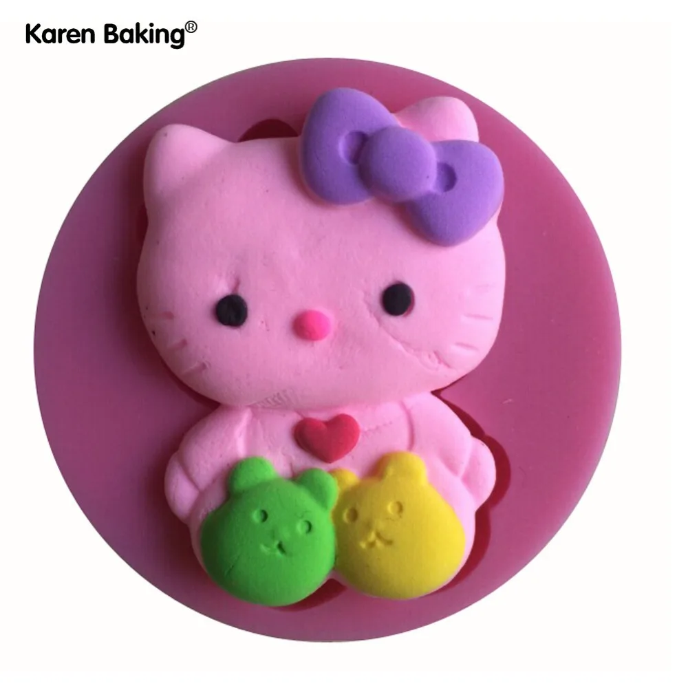 Милые и милые силиконовые формы в форме Хеллоу Китти 3D для посуды столовые