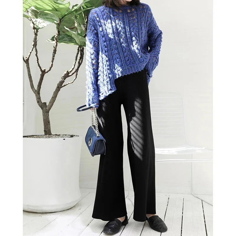 Marwin 2018 New-Coming Autumn Winter Loose Comfortable Soft O-Neck Pullovers Solid Full Casual Women Sweaters Blue Gray | Женская одежда