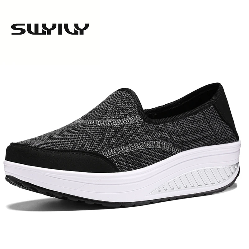 Дышащие 5 см Подушки Спортивная обувь для Для женщин colid Цвет Slip-On сезон: весна–лето потери Вес Тонизирующая обувь Eur35-42 плюс Размеры