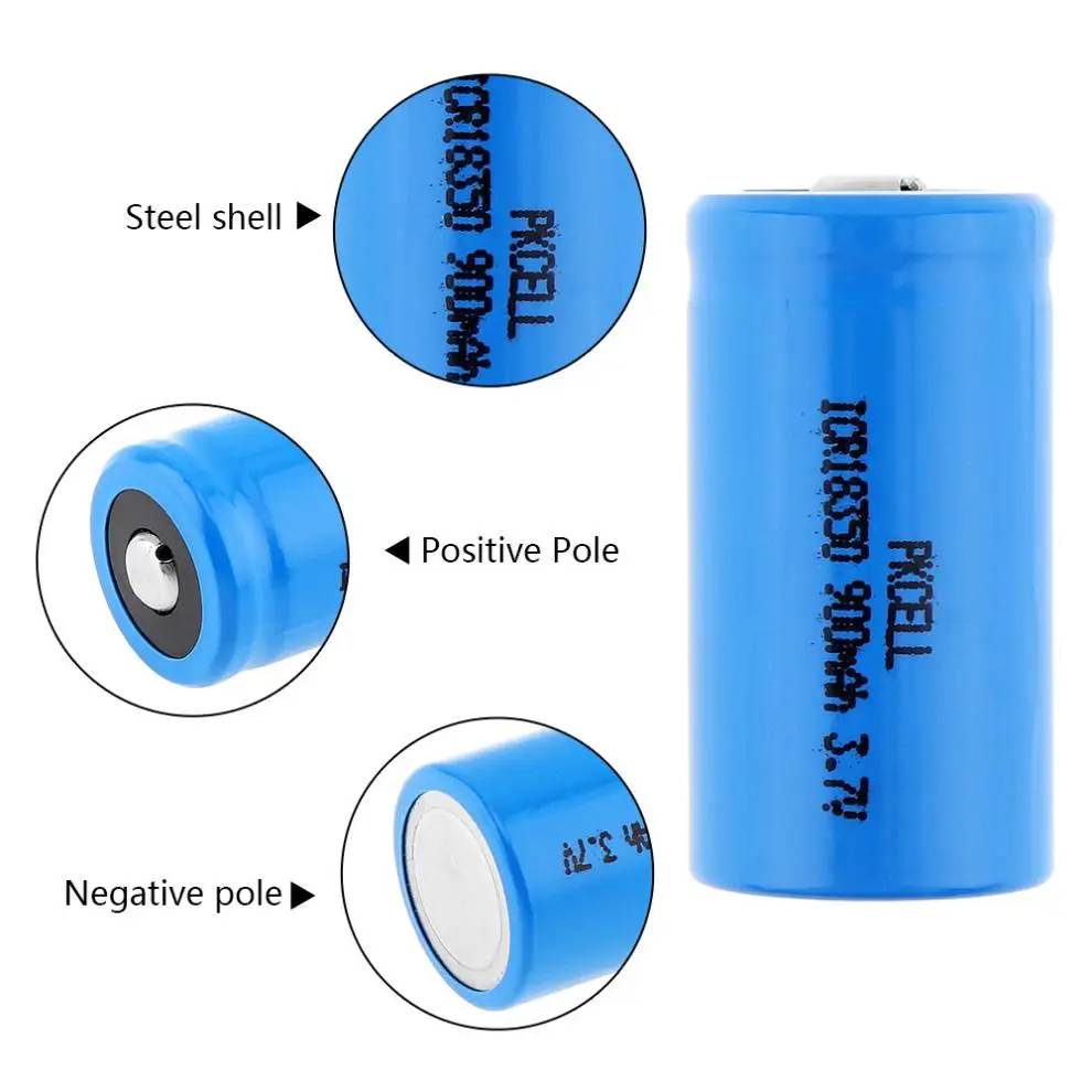2 шт./лот PKCELL 900mAh 3 7 V ICR 18350 литий-ионная аккумуляторная батарея с 1000 циклами для