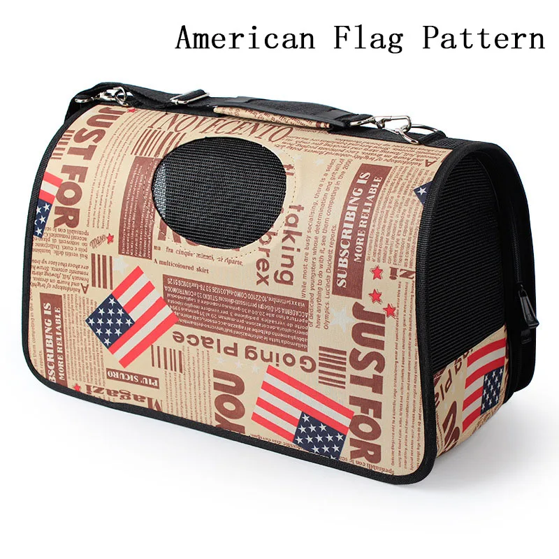 American flag patter Печатная Сумка-переноска для собак, портативная дорожная сумка для чихуахуа, уличная сумка на одно плечо для маленьких собак, кошек, складные аксессуары для собак - Цвет: American flag patter