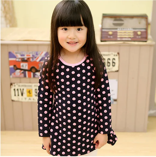 100% High Elasticity cotton princess girls autumn dress baby anti-pilling bow-knot long-sleeve fashion clothing 24108-10 | Детская