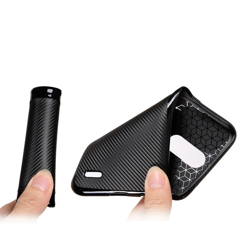 Чехол Fundas из синтетического волокна чехол для LG K10 2017 мягкий углеродного и ТПУ