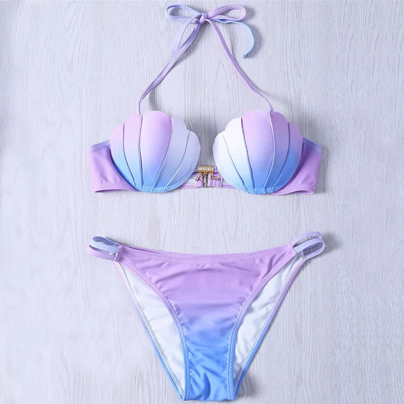 Пикантные Бикини 2017 женская обувь В виде ракушки Холтер бикини Установить