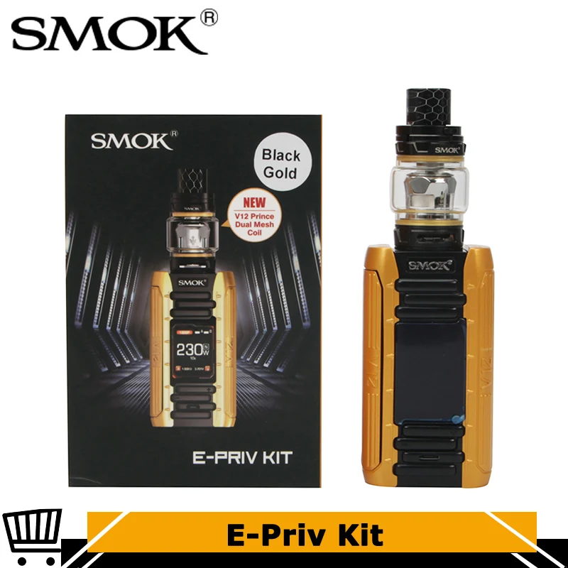 Original SMOK E-PRIV KIT 230W E Priv Box MOD Vape 8ML TFV12 Prince Tank with V12 Dual Max Mesh Coil Electronic Cigarette | Электроника