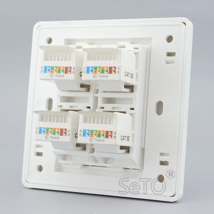 SeTo 86 Тип четыре порта сети Ethernet LAN RJ45 Cat5e розетка настенная пластина розетка Keystone Лицевая панель