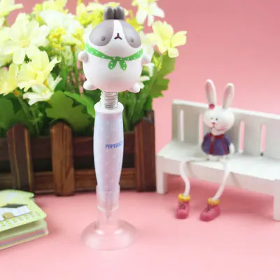 Корейский мультфильм Картофель, кролик шариковая ручка Креативные животные присоска ручка, милая база встряхивания шариковая ручка - Цвет: Светло-серый