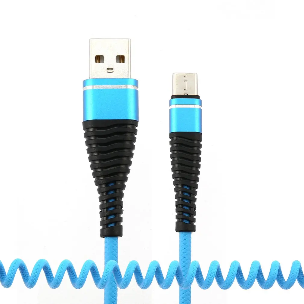 Usb type-C кабель для samsung Galaxy S9 S8 для huawei mate 20 Pro Xiaomi Mi 8 USB C зарядный кабель спиральный пружинный зарядный шнур