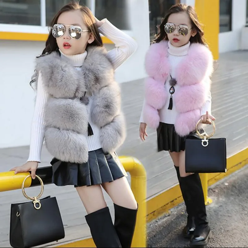 Жилет CHCDMP из мягкого лисьего меха для маленьких девочек детский жилет