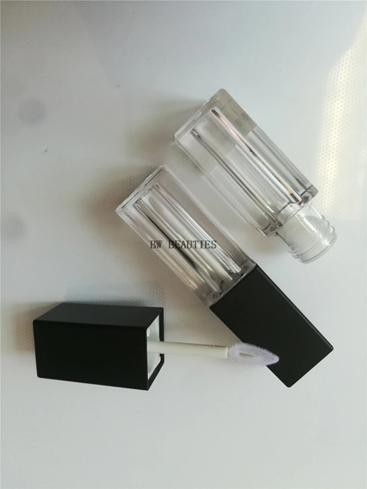 200 шт./лот пустые 5 мл тюбики для блеска губ черная крышка Квадратный Контейнер