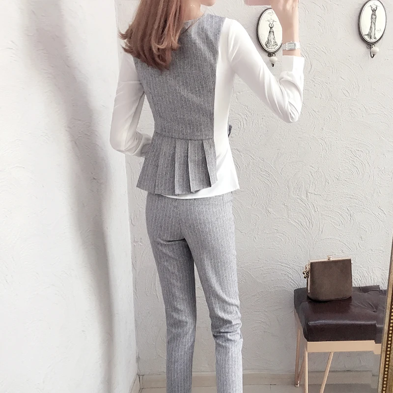 Комплект из двух предметов для женщин офисный комплект топа и брюк в полоску