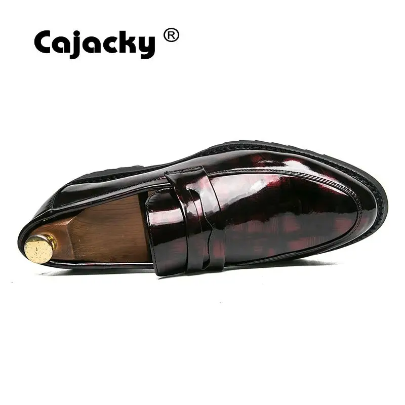 Cajacky/кожаные лоферы с блестками Мужские модельные туфли на высоком каблуке