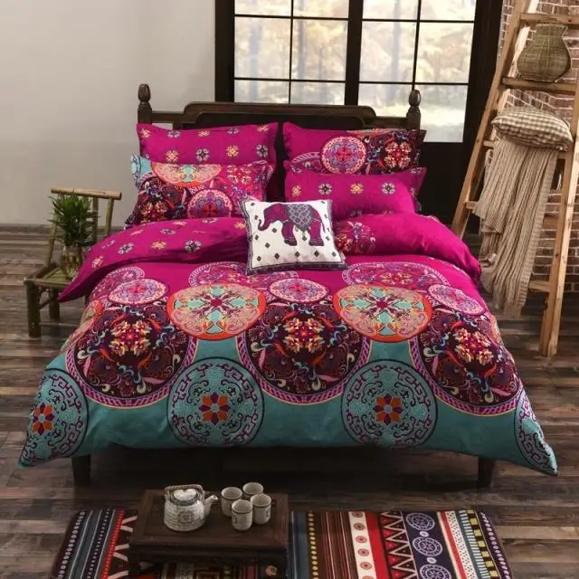 

Pink Bohemian Oriental Mandala Bedding Quilt Duvet Cover Set Single Queen King
