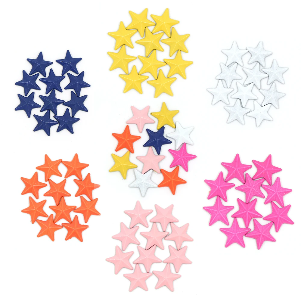 100 шт красочные звезды горячей фиксации заклепки на одежде DIY 10 мм медь