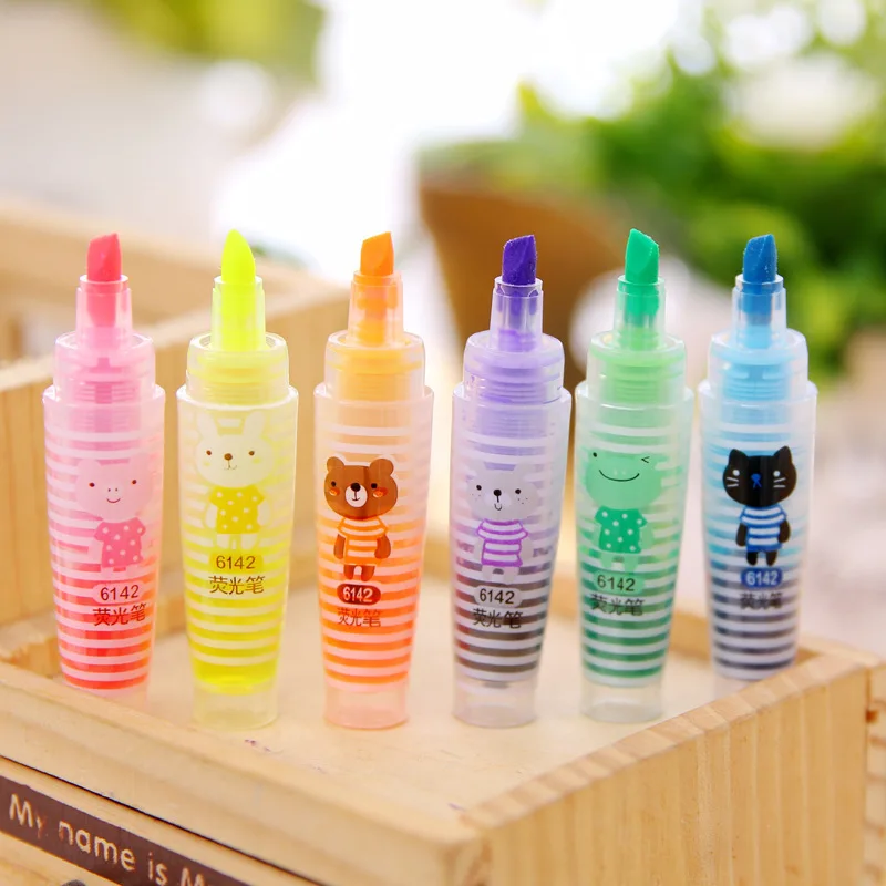 6 шт./компл. маркеры-хайлайтеры флуоресцентные школьные принадлежности |