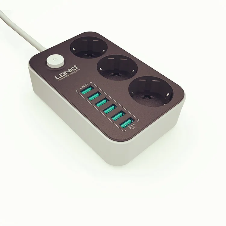 Оптовая продажа 3.4A 250V EU USB Мощность вытяжная настольная розетка 6 шт. Штепсель для