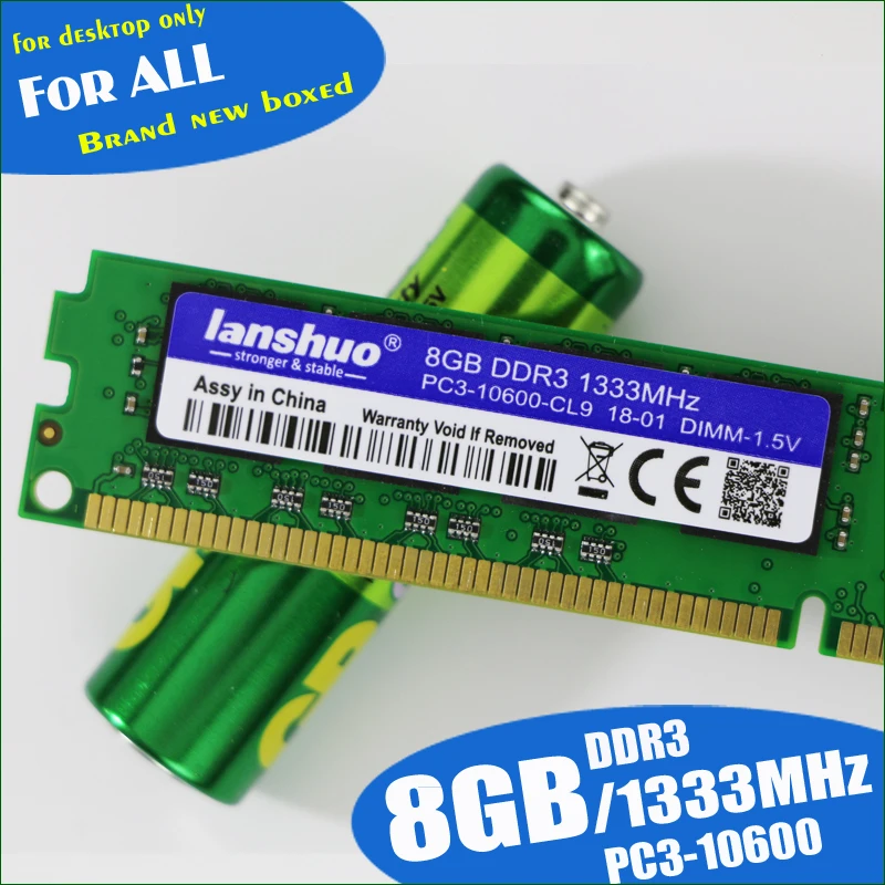 Lanshuo 8 ГБ DDR3 PC3 10600 8G 1333 МГц для настольных ПК оперативная Память DIMM 240 контактов (для