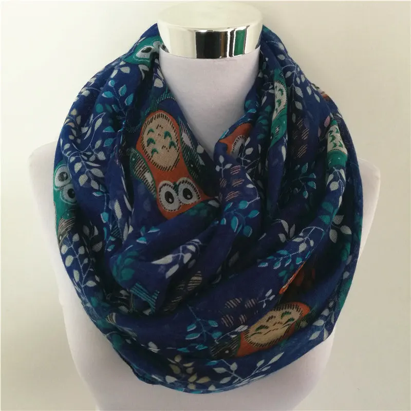 

New women's owl scarves fashion viscose headband muslim popular wrap winter tree print animal bird infinity scarf shawls