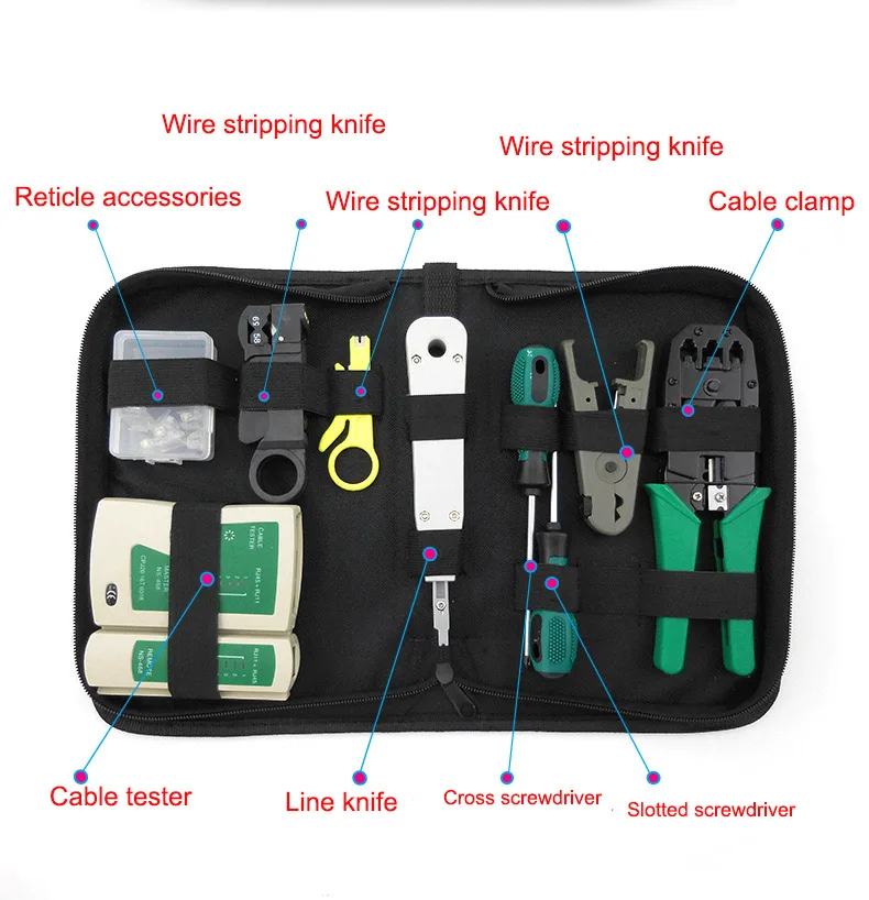 most practical set Сетевой кабельный зажим плоскогубцы зачистки обжимные плоскогубцы/Профессиональный сетевой Кабельный тестер RJ45 RJ11 RJ12 CAT5 UTP LAN Кабельный тестер - Цвет: most practical set
