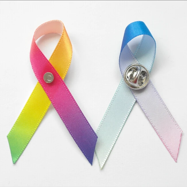 

DHL free shipping Rainbow Ribbon Bow Brooch Satin Rainbow Ribbon Pins Cheap Gay Awareness ribbon Bow