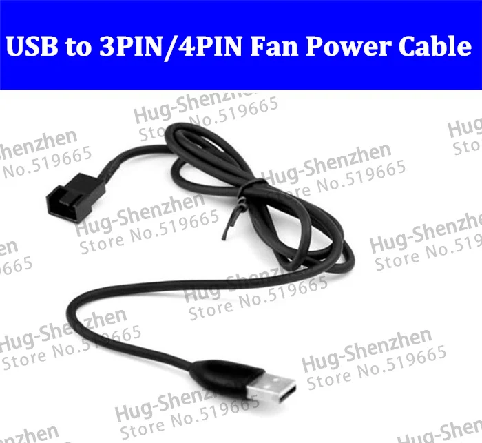 High Quality USB 5V to 3/4 Pin Computer PC Fan Power Cable Connector Adapter with 90CM --50pcs/lot