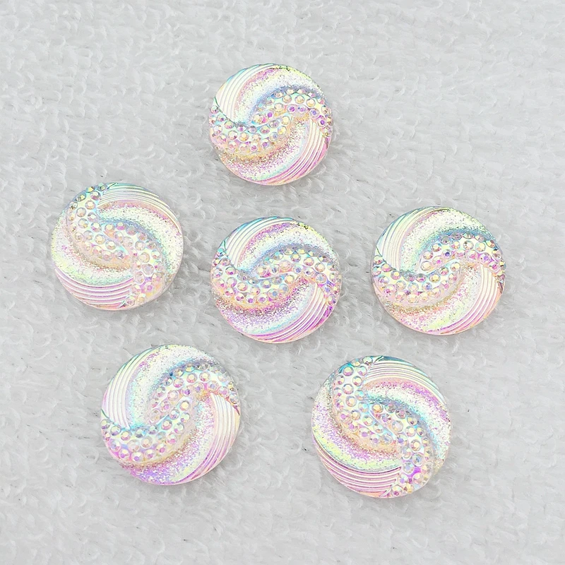 20mm Round Resin Rhinestones Crystal AB Color Acrylic Flatback Decoden Kawaii Cabochons button-B060 images - 6
