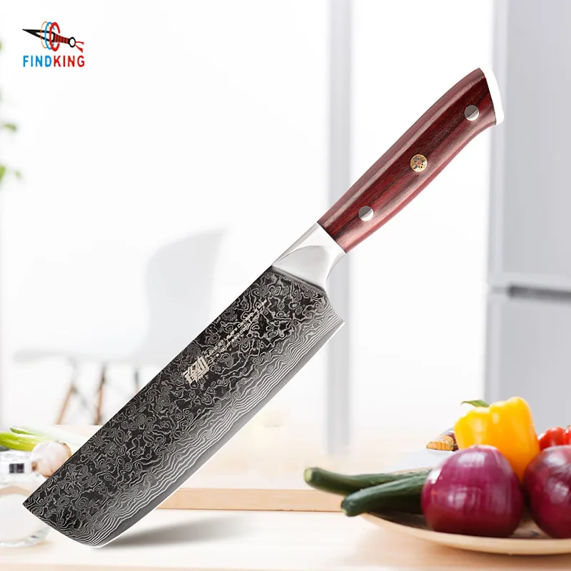 FINDKING AUS-10 Japanese Chef knives Nakiri Damascus 67 layers Steel wood Handle cooking knife Cleaver Handcrafted