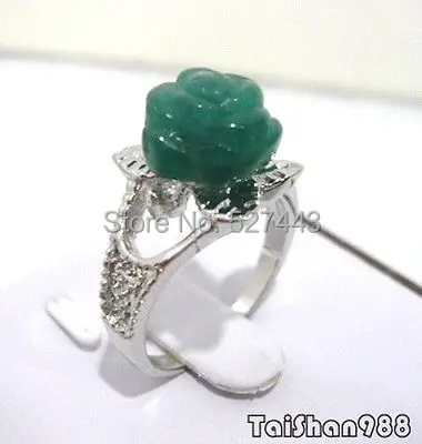 Оптовая продажа Бесплатная доставка&gt Красивый зеленый камень цветок 18KWGP Размер