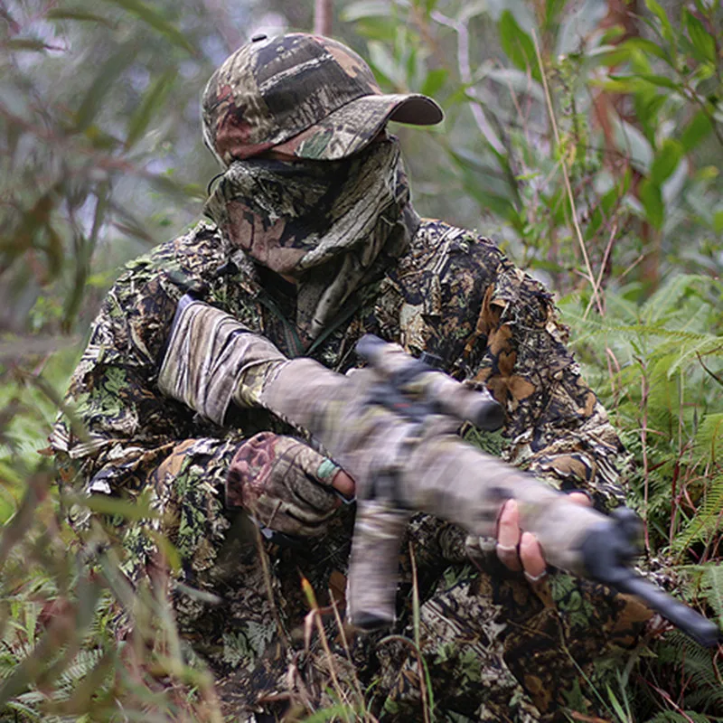 Снайпер CS Bionic Камуфляж пончо для мужчин 3D Кленовый лист камуфляж пончо ghillie Костюмы джунгли лесной охотничья одежда наблюдение за птицами