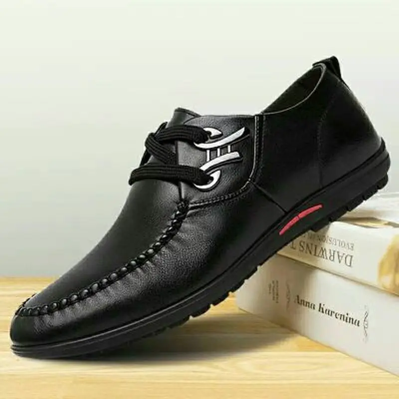 Туфли мужские классические кожаные деловой стиль повседневная обувь однотонные