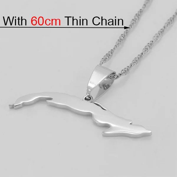 Silver 60cm Chain Anniyo(золотой или серебряный цвет) маленький размер куба карта ожерелья для женщин, карта Куба Шарм кулон ювелирные изделия с тонкой цепочкой#007121 - Окраска металла: Silver 60cm Chain
