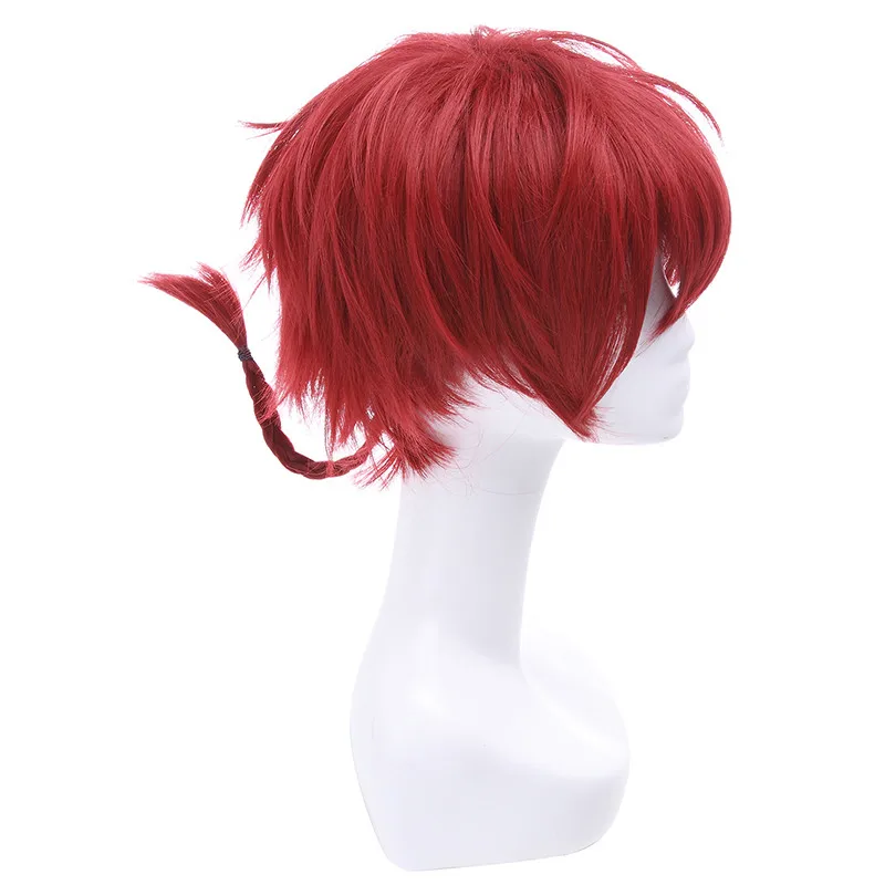 L-email wig Brand New Ranma 1/2 Ranma Saotome Cosplay Wigs 25cm Red Burgundy Short Synthetic Hair Perucas Unisex Cosplay Wig