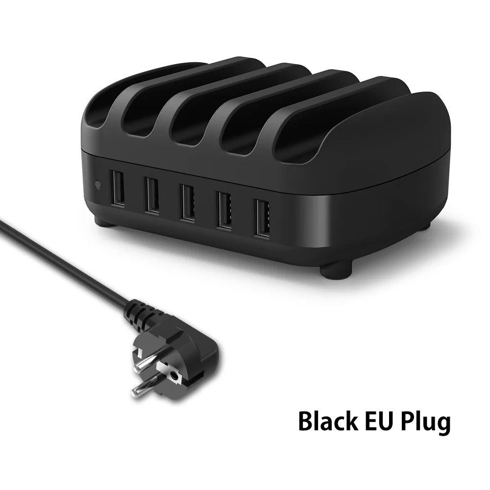 ORICO 40 Вт 5V2. 4A 5 портов USB Зарядное устройство Док-станция с держателем 5 usb зарядка для iPhone 6 7 смартфон Ноутбуки ПК быстрое зарядное устройство - Тип штекера: Black EU Plug