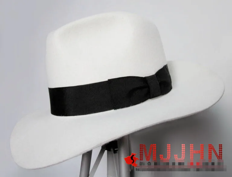 MJ Майкл Джексон Гладкий Criminal с именем белый FEDORA шерсть шляпа Trilby коллекция