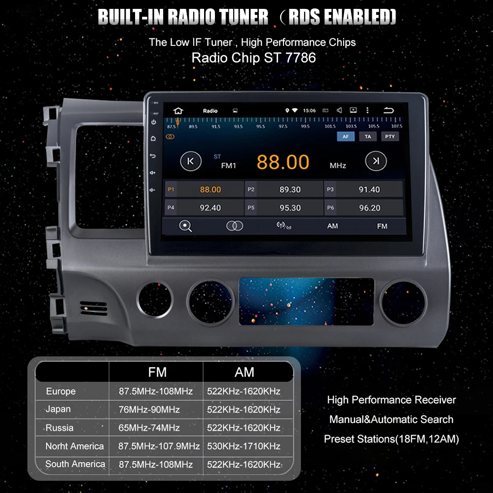 Dasaita 10," Android 9,0 Автомобильный gps плеер Navi для Honda Civic 2006-2011 с 2G+ 16G четырехъядерный стерео Мультимедиа без DVD