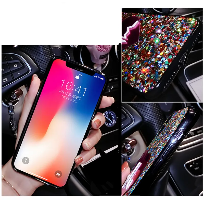 Блестящий чехол с большим сердцем и блестками для iPhone XR XS MAX Xs 3D любовный мягкий 11