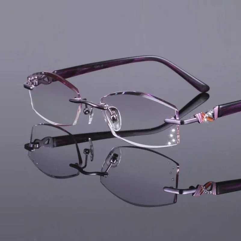 Ультралегкие титановые женские очки RImeless градиентные для близорукости|glasses
