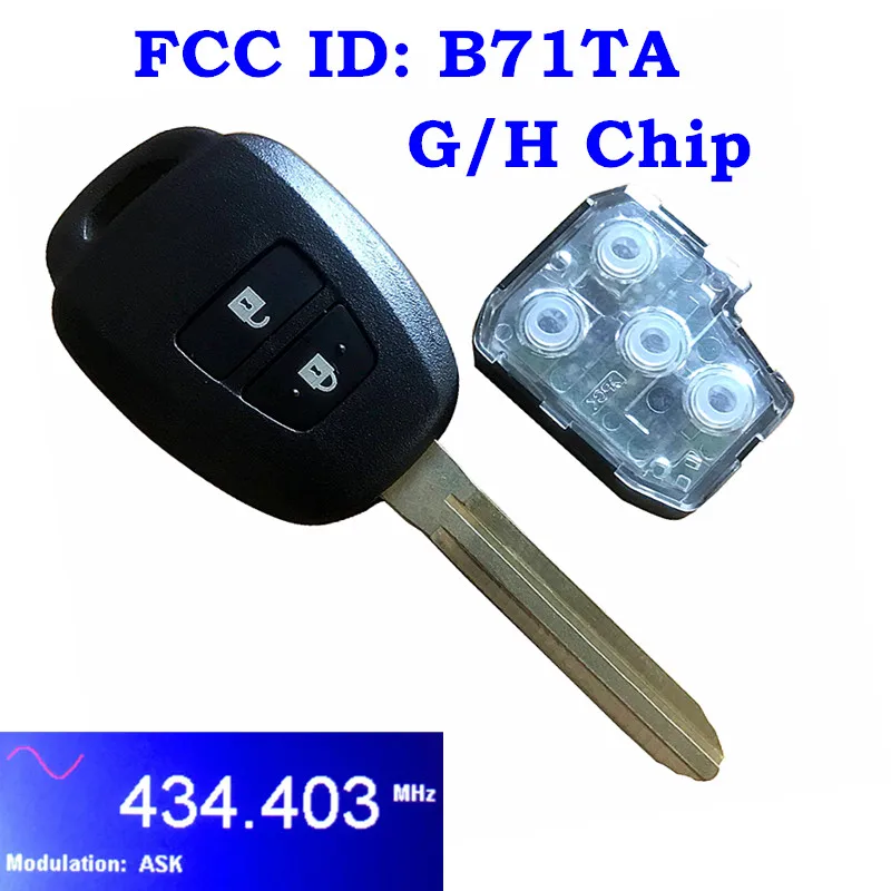 Для Toyota Yaris RAV4 2012 2015 FCC ID: B71TA 2 кнопки дистанционного ключа Fob 434 МГц G чип H чип|Ключ