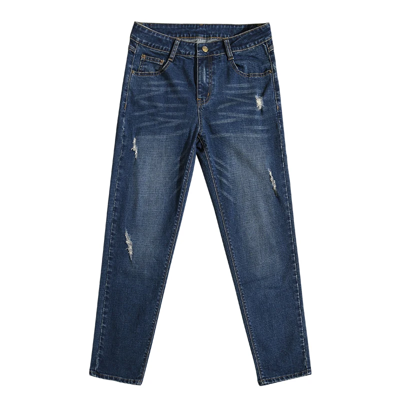 

Women High Waist Holes Jeans 2017 New Fashion Ladies Casual Retro Harem Denim Cross-Pants Boyfriend Jeans Female Trousers