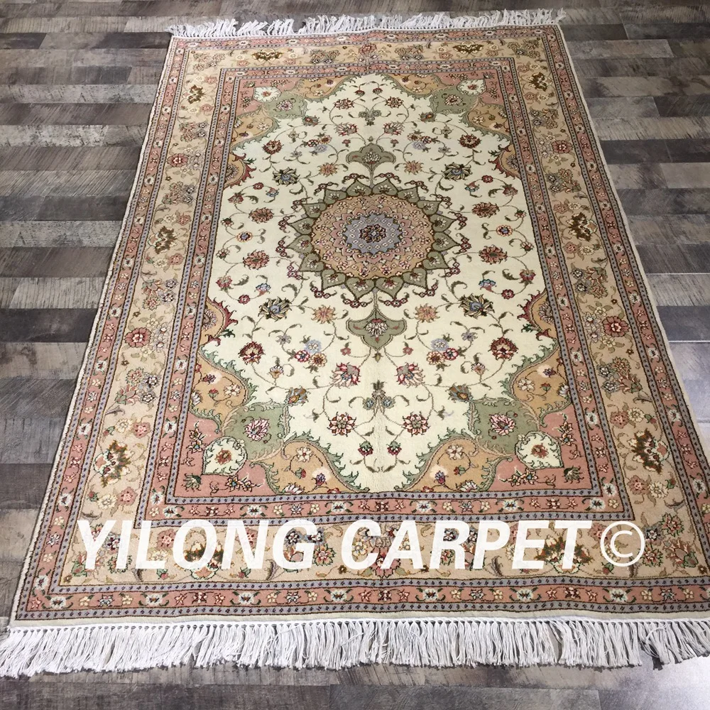 

Yilong 4'x6' turkish handwoven rug oriental durable handmade wool silk modern carpet (WY2123S4x6)