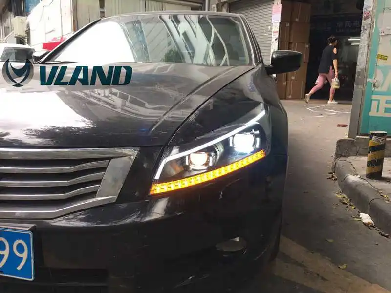 VLAND Заводская Автомобильная фара для Accord светодиодный головной светильник 2008-2013 головной светильник с поворотным сигналом с последовательным индикатором