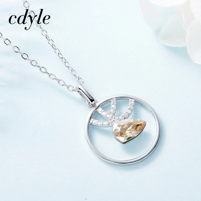 Cdyle 925 Стерлинговое серебро рога кулон украшенный кристаллами Девушки Bijoux